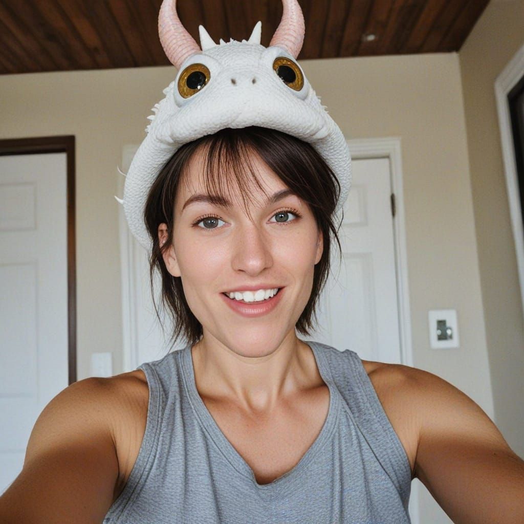 Dragon Selfie Under Moonlit Sky