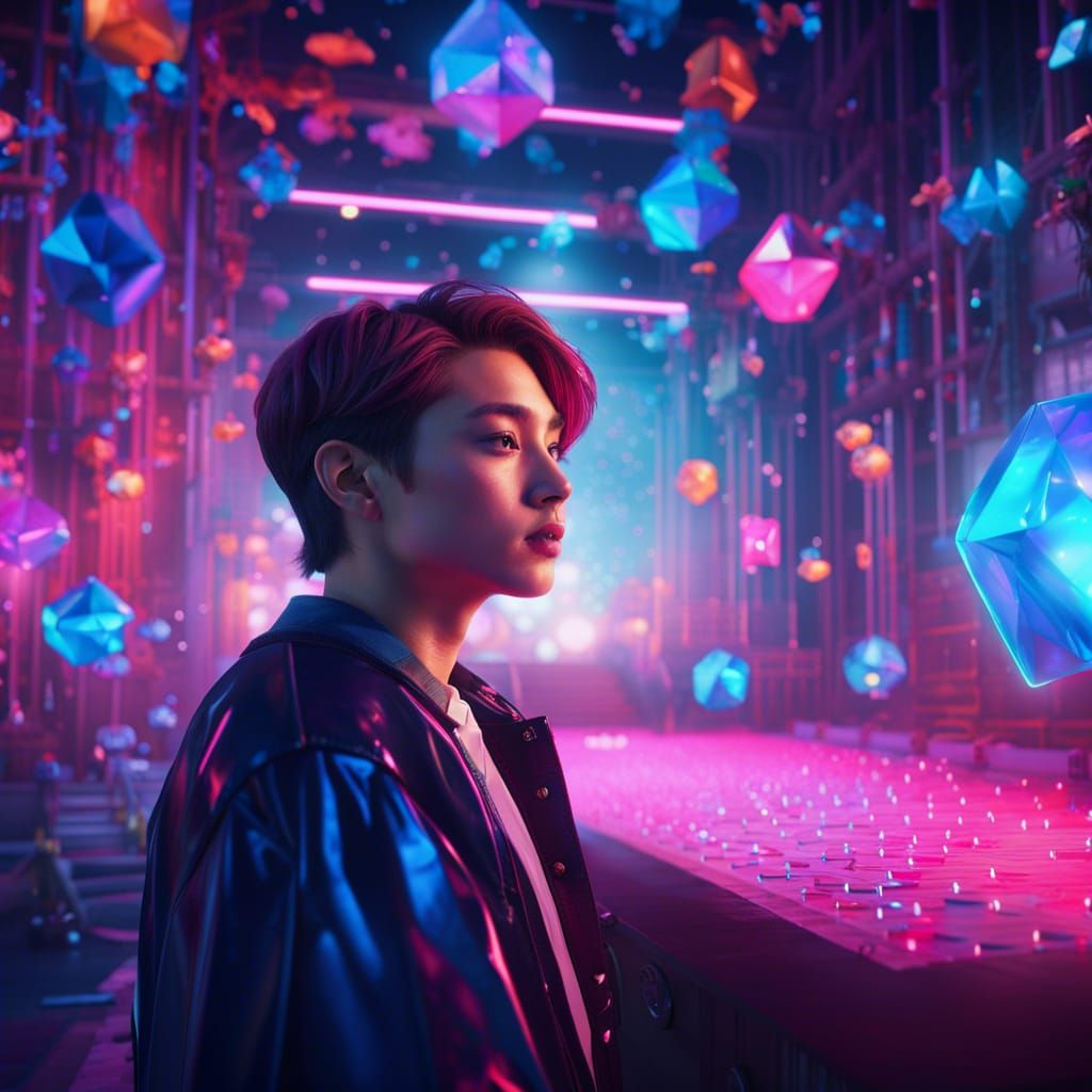 Dreamy Neon Fantasy World in Vibrant Prism Colors