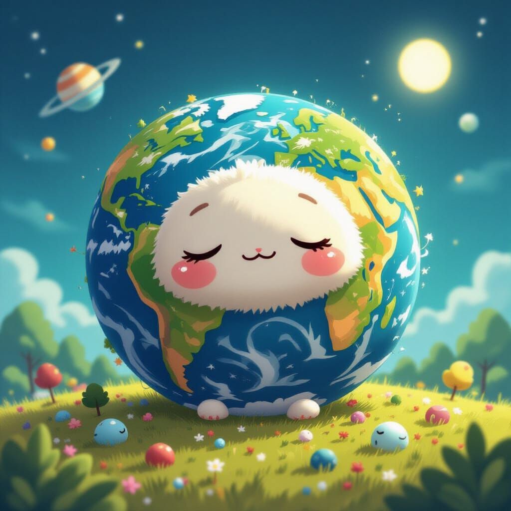 Planet as Character: Cute, Sleepy, or Powerful in 8k