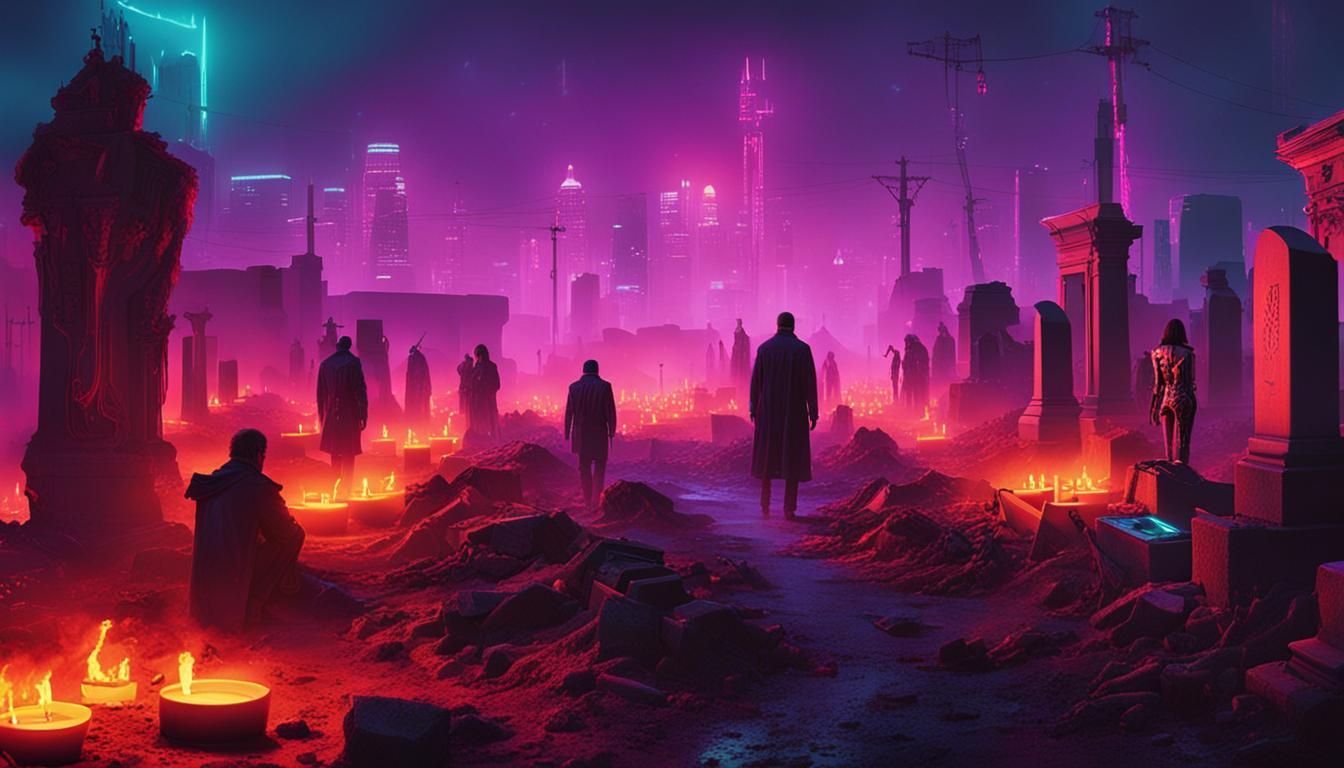 Cyberpunk Graveyard in Neon Gloom