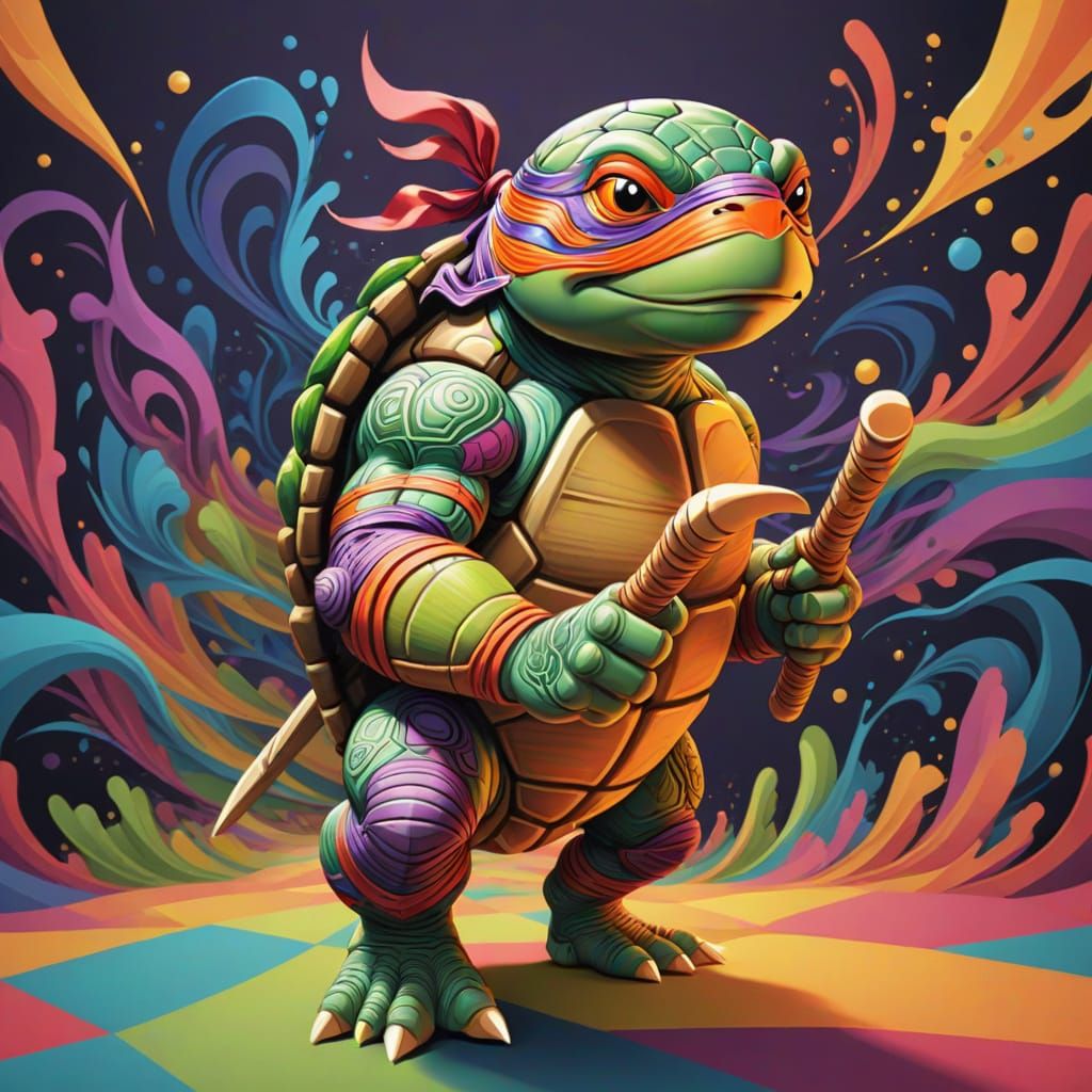 Ninja Turtle in Abstract Vector Fractal Style