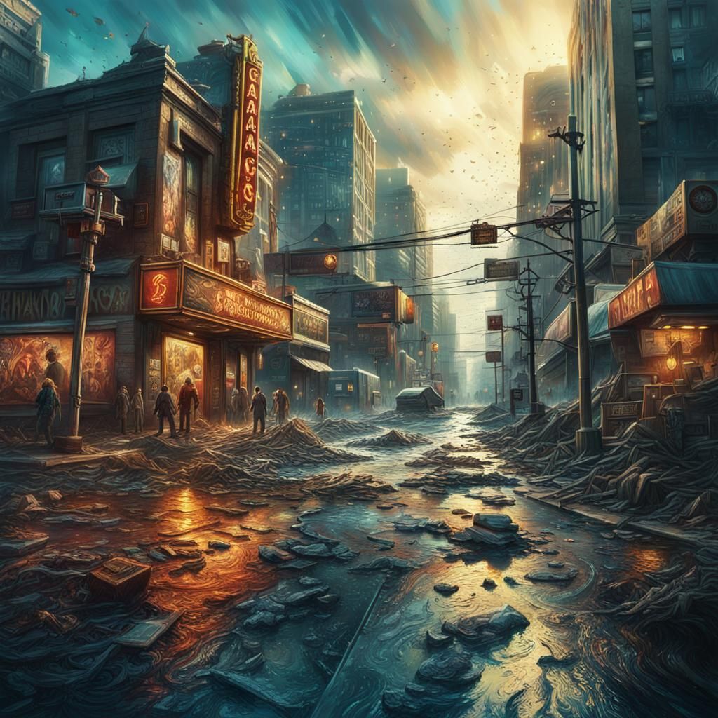 Epic Cinematic Masterpiece: Dramatic Chaos at the Crossroads