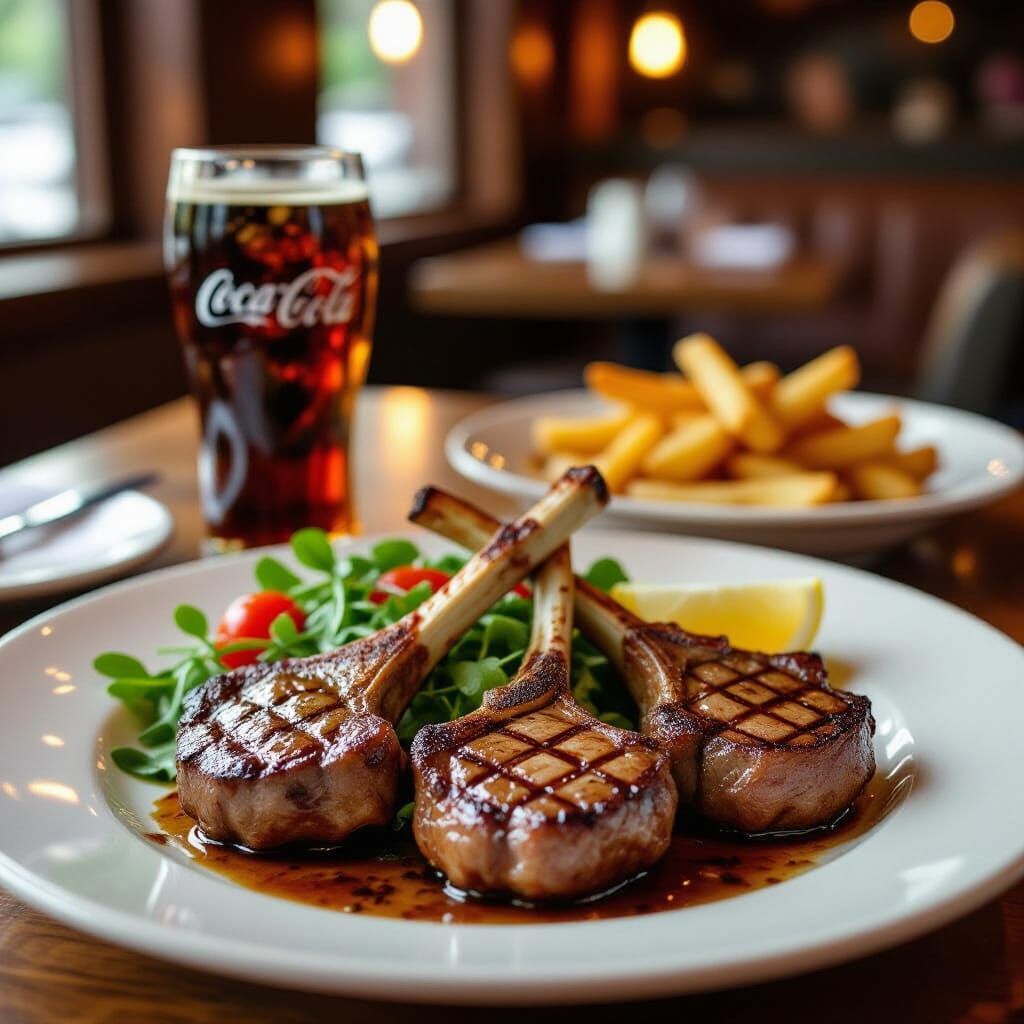 Mouthwatering Grilled Lamb Chops in Cafe Setting