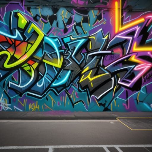 Vibrant Neon Graffiti Art in Urban Setting