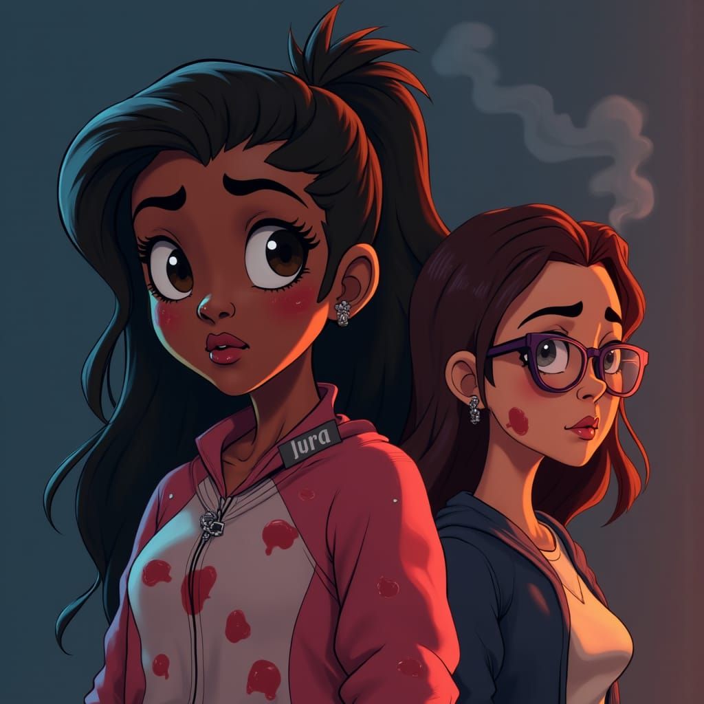 Young Woman with Courage and Fear, Surrounded by Family in a...