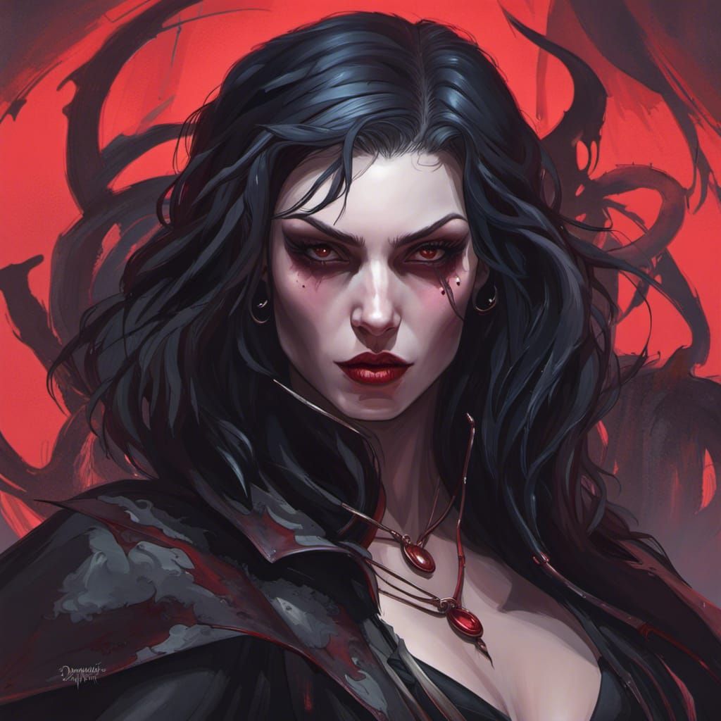 Surreal Vampire Goddess in Triadic Colors