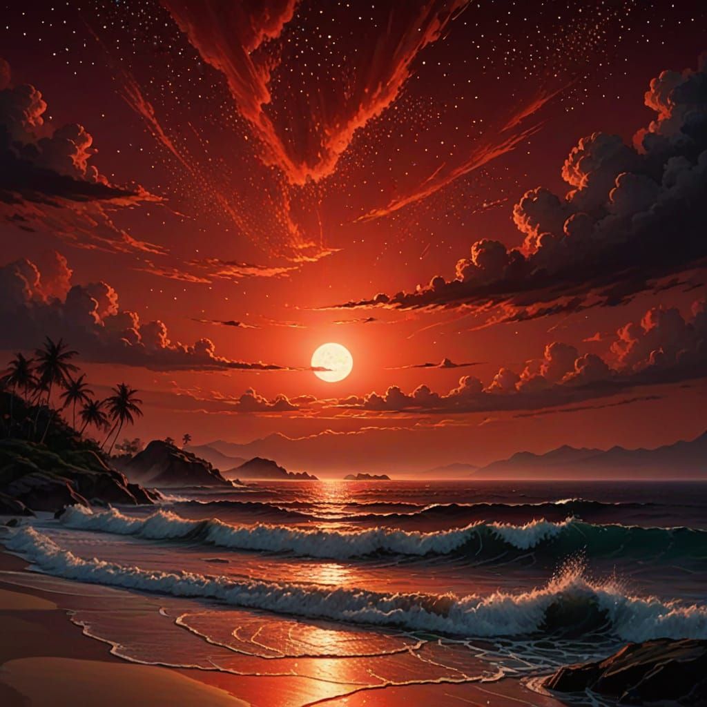 Stunning Red Sunset in Hyperdetailed Splendor