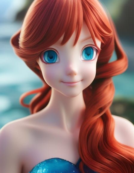 Intricate Anime Girl with Cyan Glow Smile
