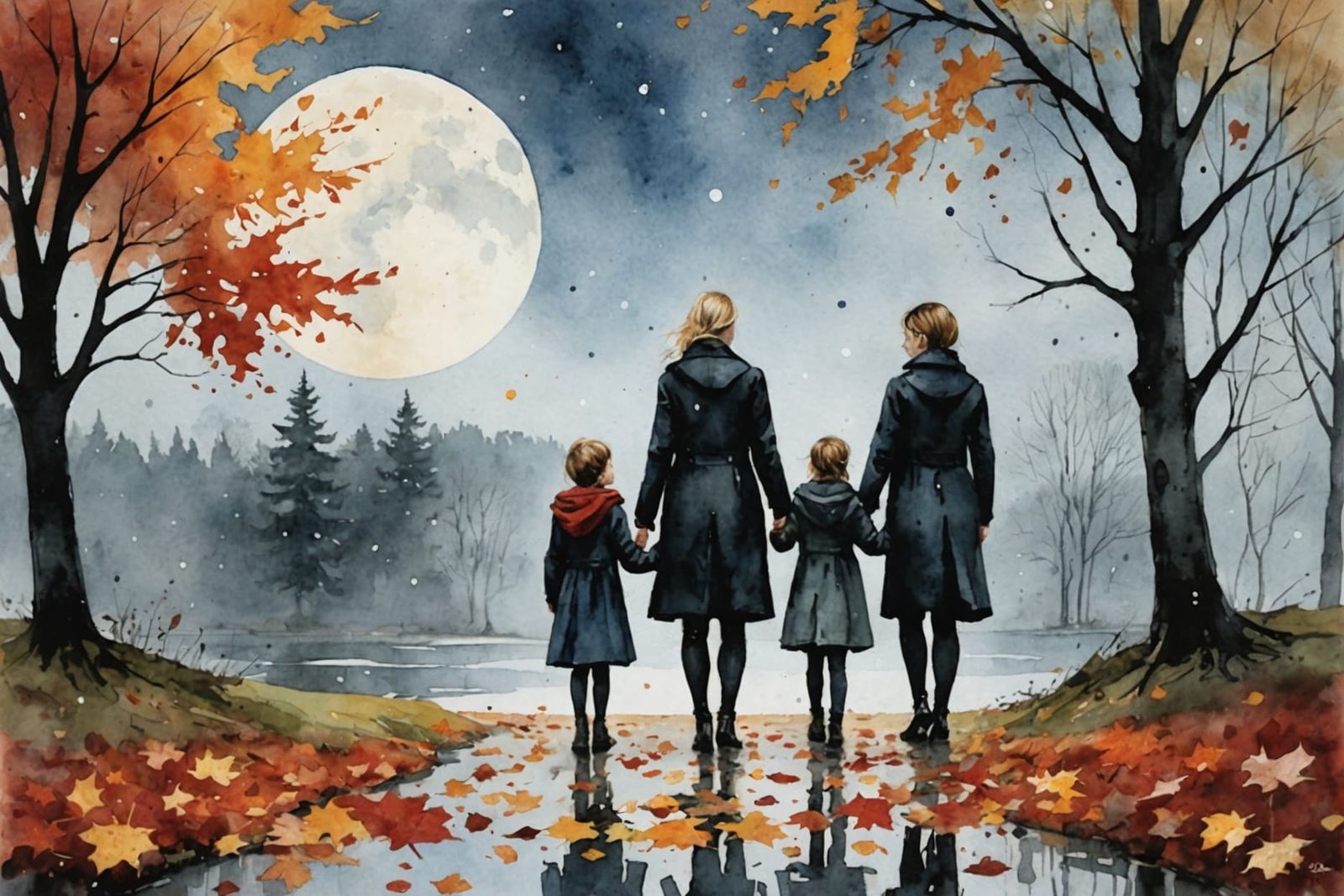 Family Gathering in Vibrant Nordic Fall