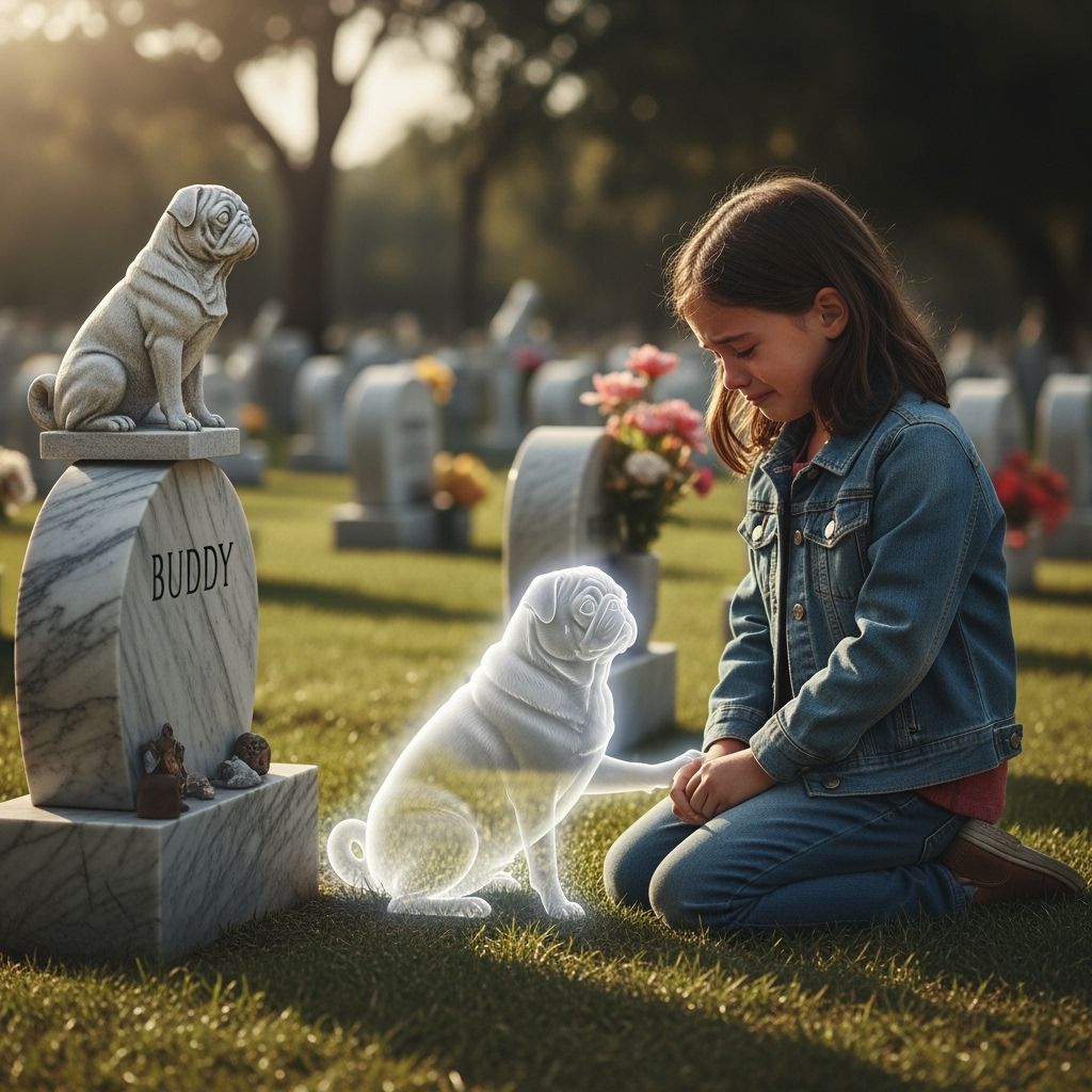Girl Mourns Beloved Pug at Pet Cemetery