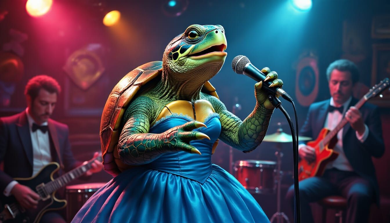 Anthropomorphic Turtle Punk Rock Club Singer