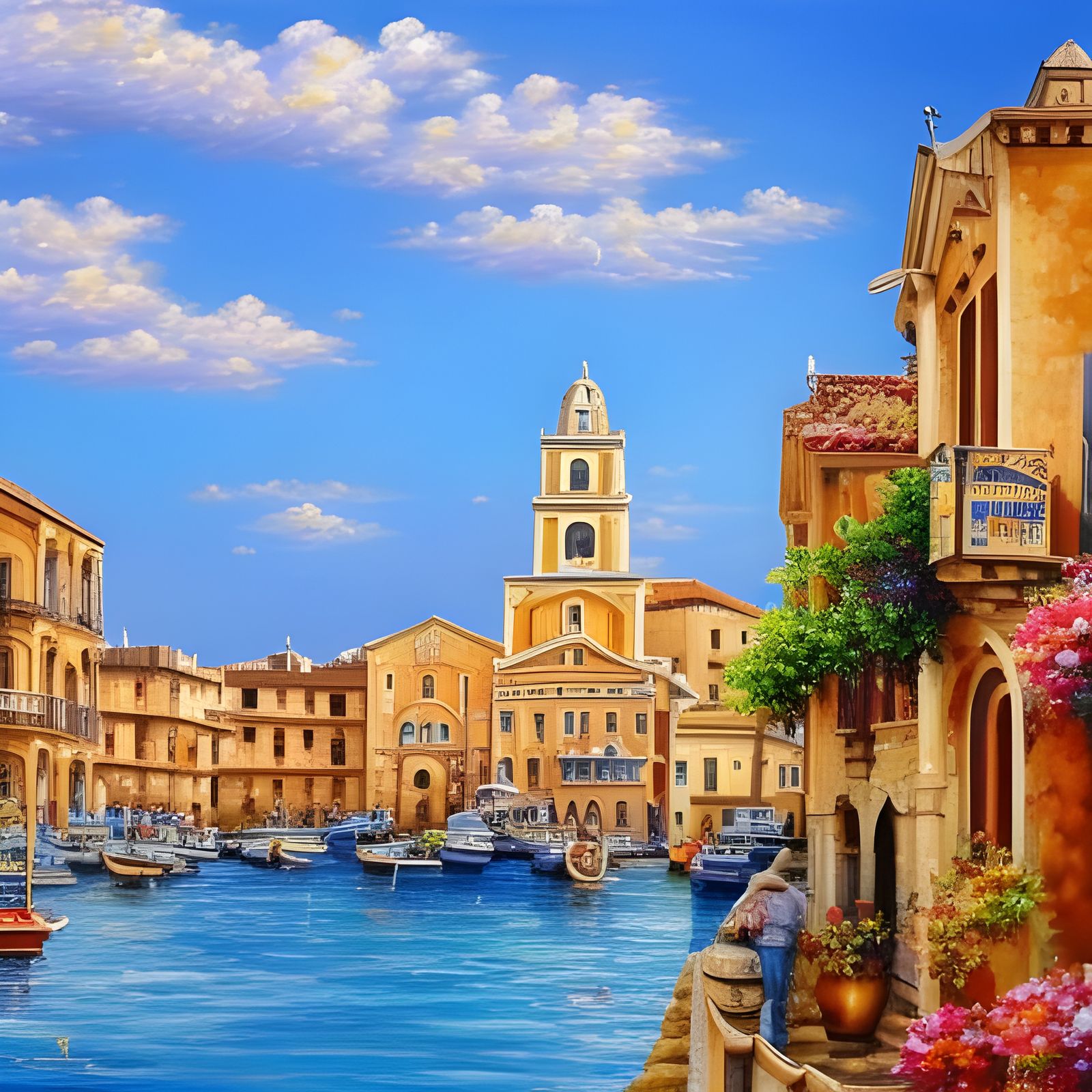 Breathtaking Sicilian Cityscape in Oil Painting Style