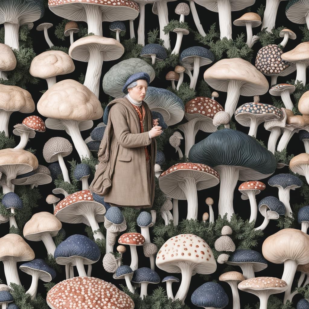 17th Century Mushroom Tableau with Preacher