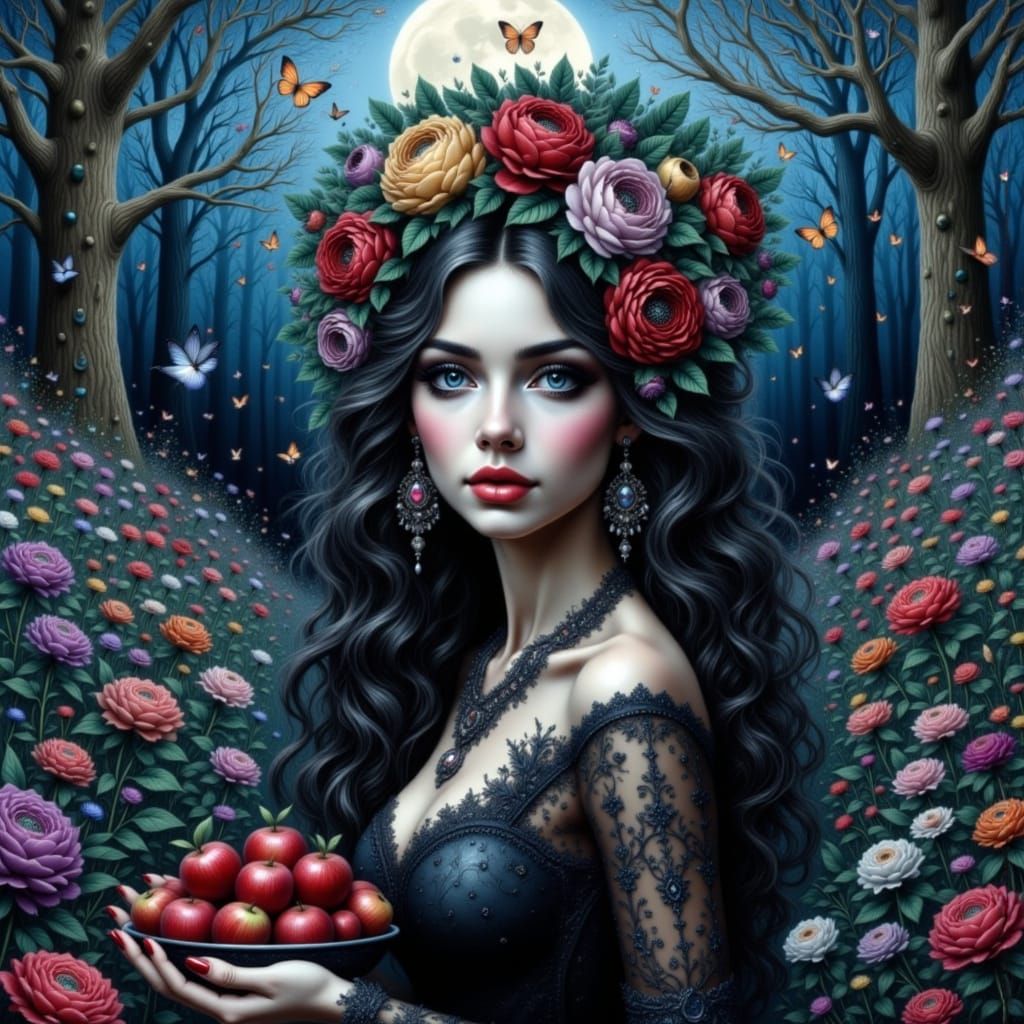 Gothic Romance in an English Garden at Night