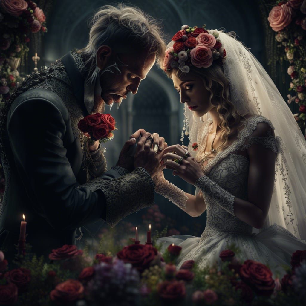 Epic Zombie Wedding Ring Ceremony in a Haunting Maximalist W...