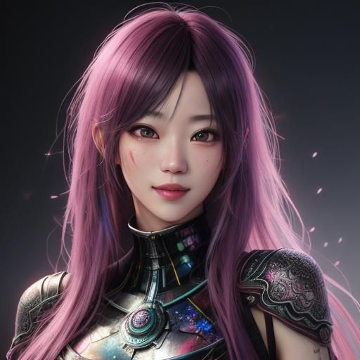 Hyperrealistic Watercolor Anime Beauty