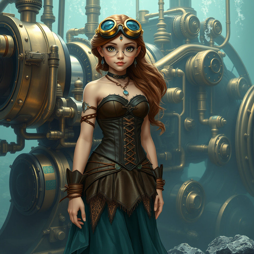 Steampunk Princess of Atlantis with Goggles and Copper Accen...