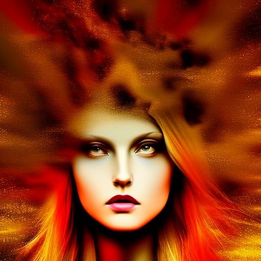 Soul Escaping Warm Colors Hyperrealistic Artistic Chaos