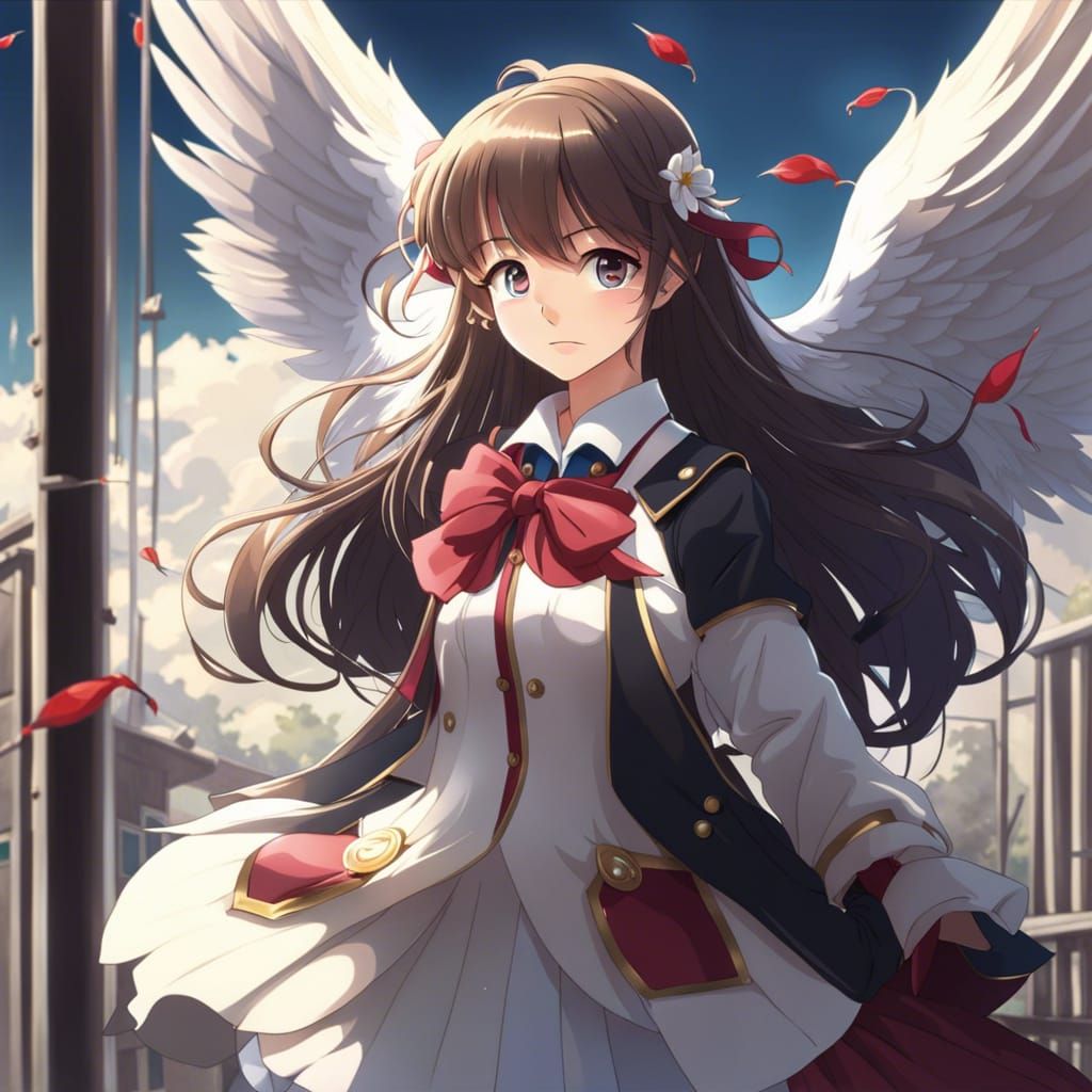 Shy Anime Girl Soars in Japanese School Uniform