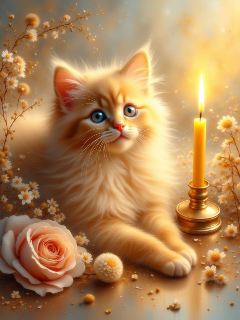 Pet in Candlelight: Impressionistic Style