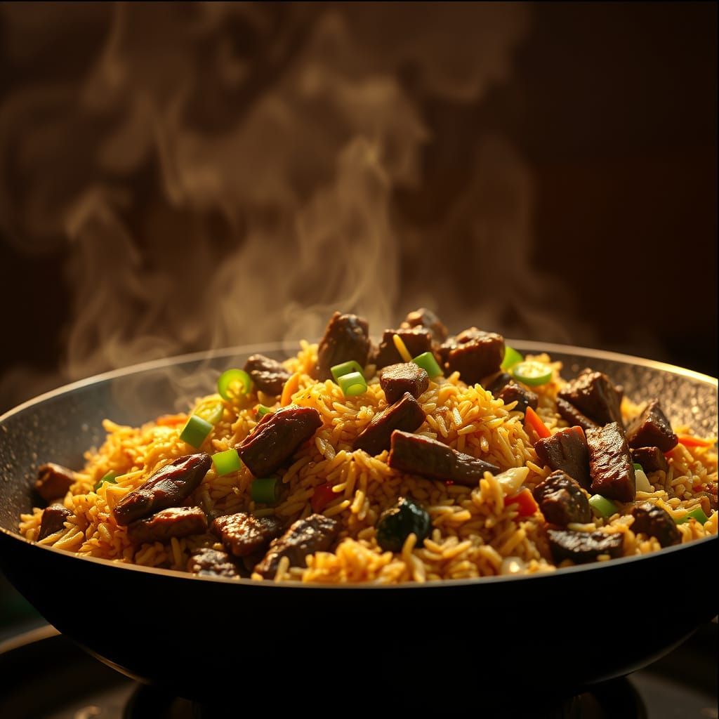 Savory Beef Fried Rice in Cinematic Street Food Style