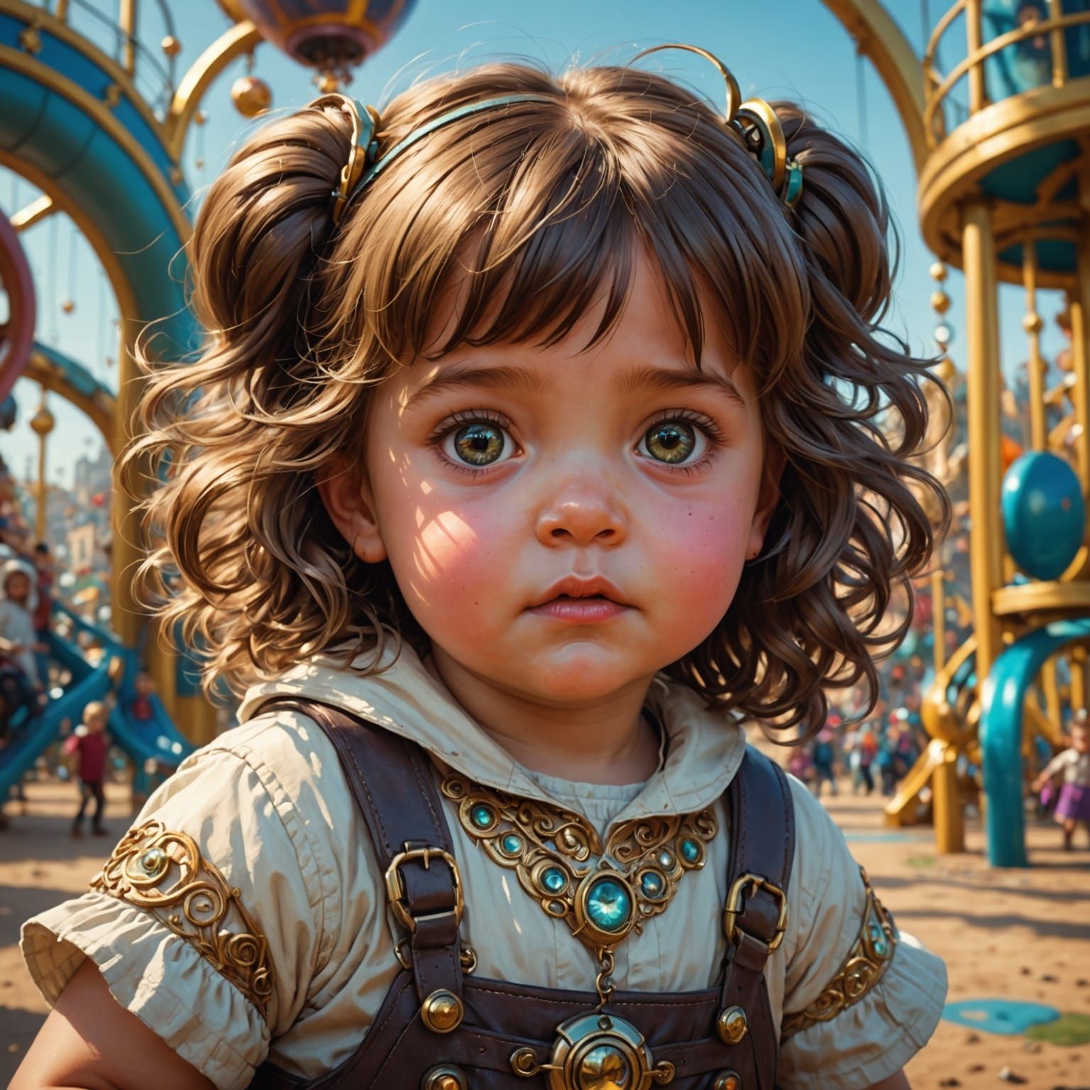 Vibrant Playground Portraits in Hyperdetailed Style