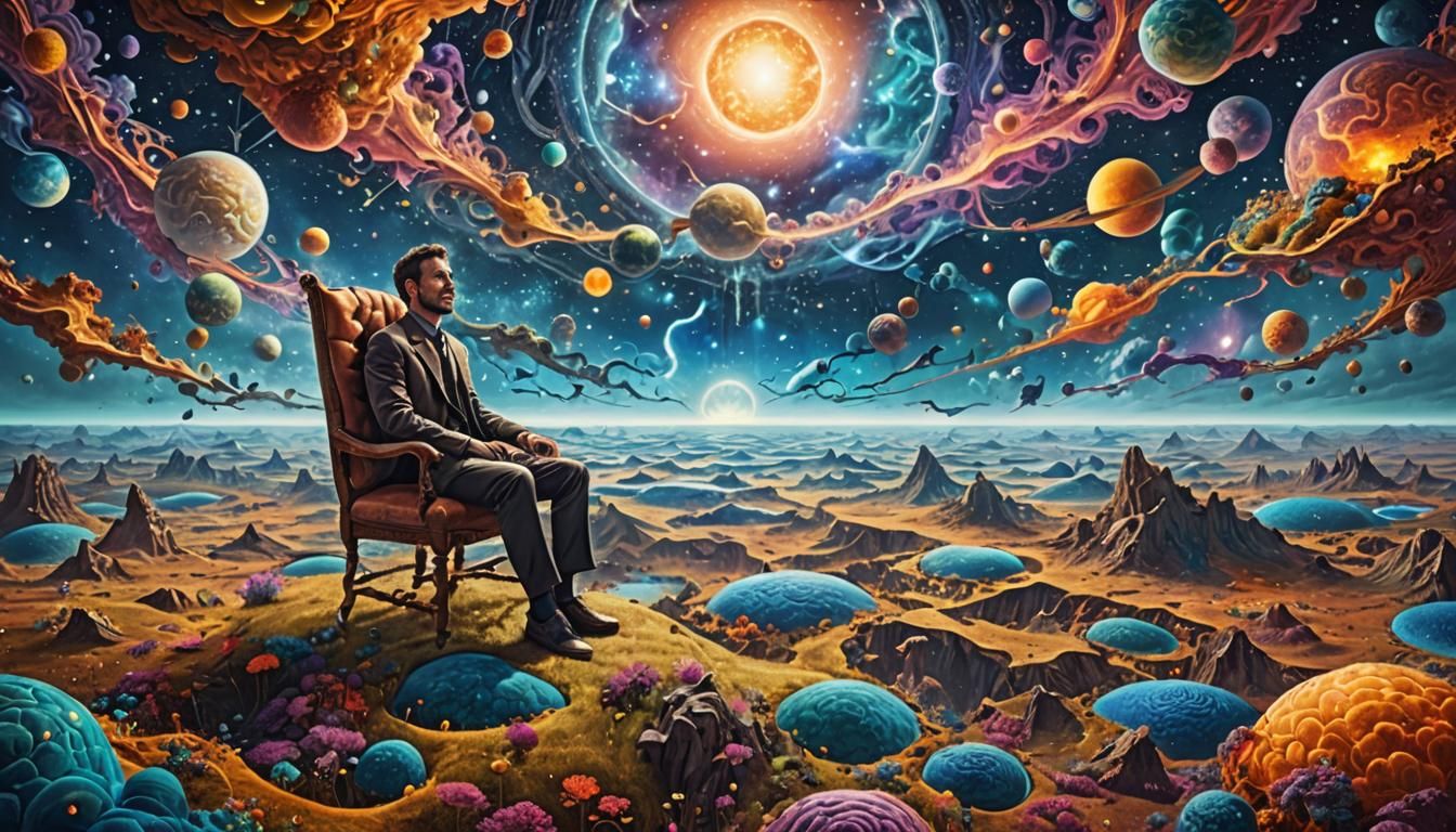 Astral Wanderer in Vibrant Cosmic Realm