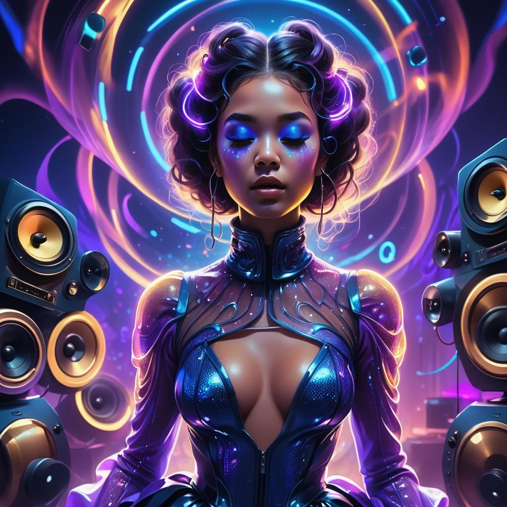 Singer in Neon Dreamscape