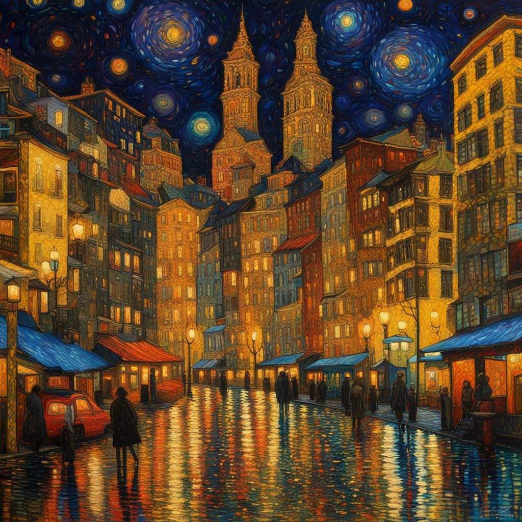 Dreamy Cityscape in Vibrant Abstract Style