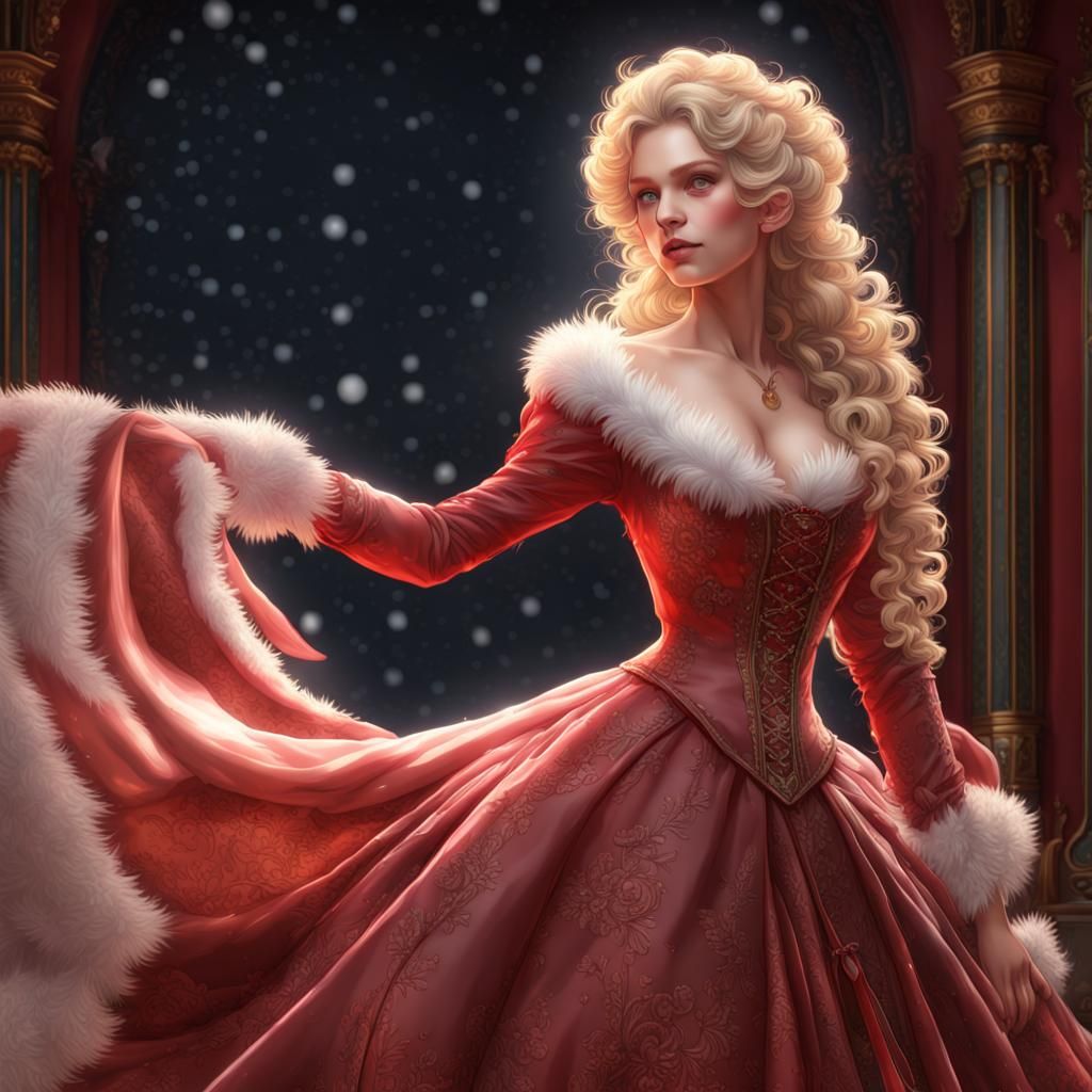 Ethereal Victorian Princess Basks in Moonlit Winter Splendor