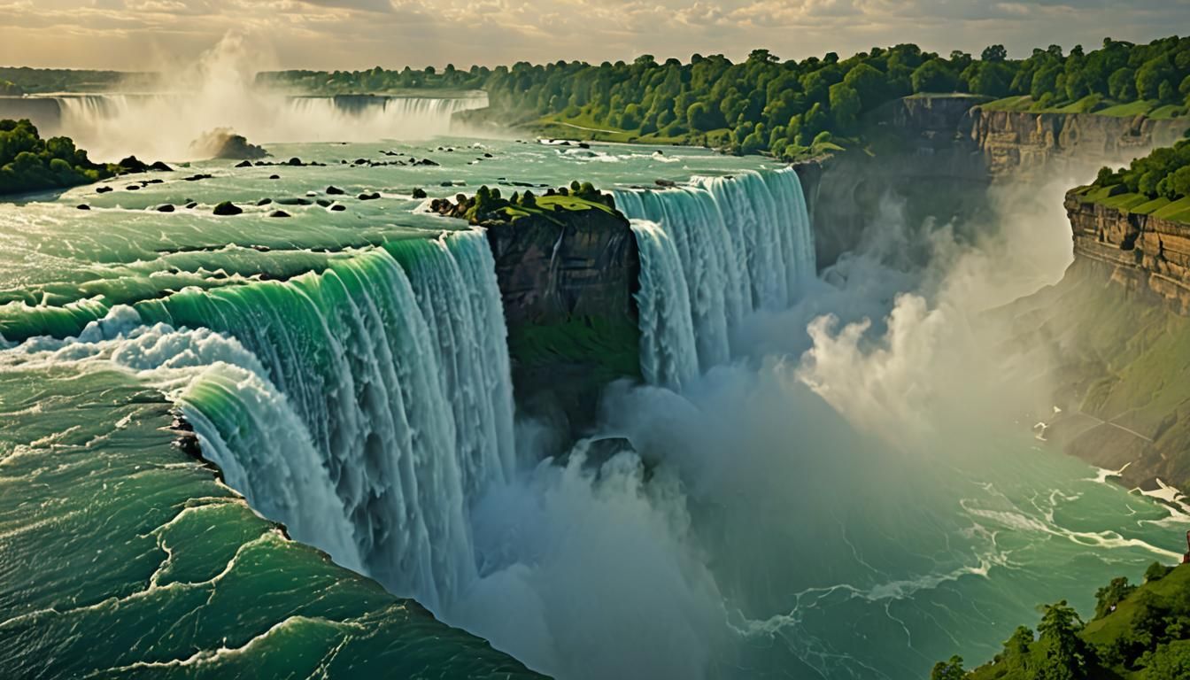 Majestic Niagara Falls in Golden Light