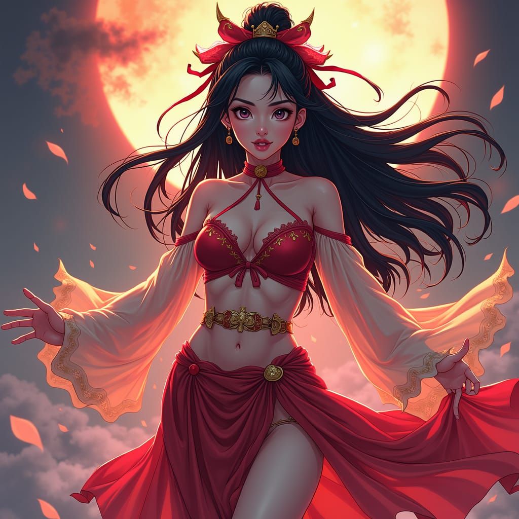 Youthful Goddess in Action-Packed Manga Scene