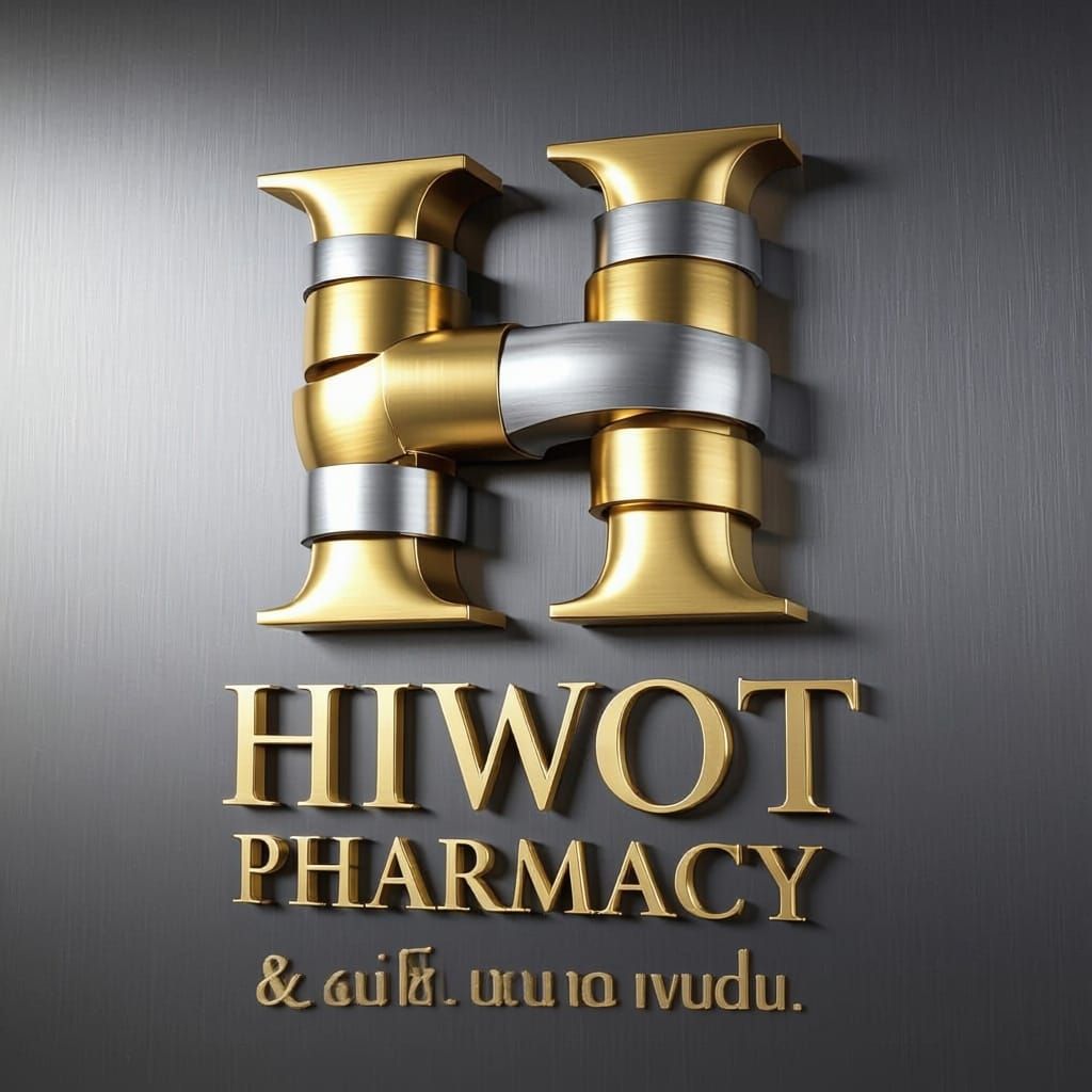 3D Rendered Letter H in Gold and Silver
