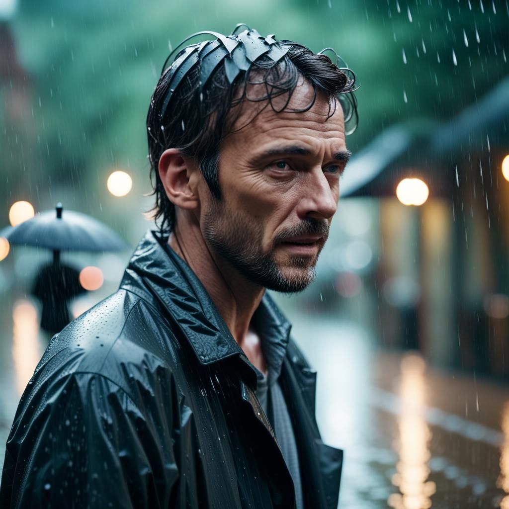 Moody Rainy Day Portrait in Cinematic Style