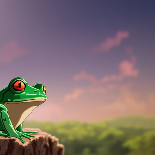 Fantasy Frog Concept Art in Deep, Intricate Studio Ghibli St...