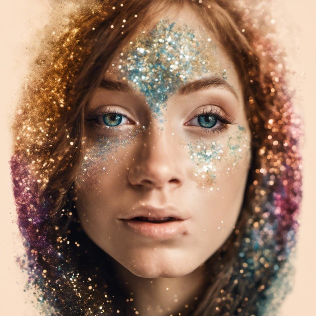 Glitter Fairy Portrait in Hyperrealistic Acrylic Style