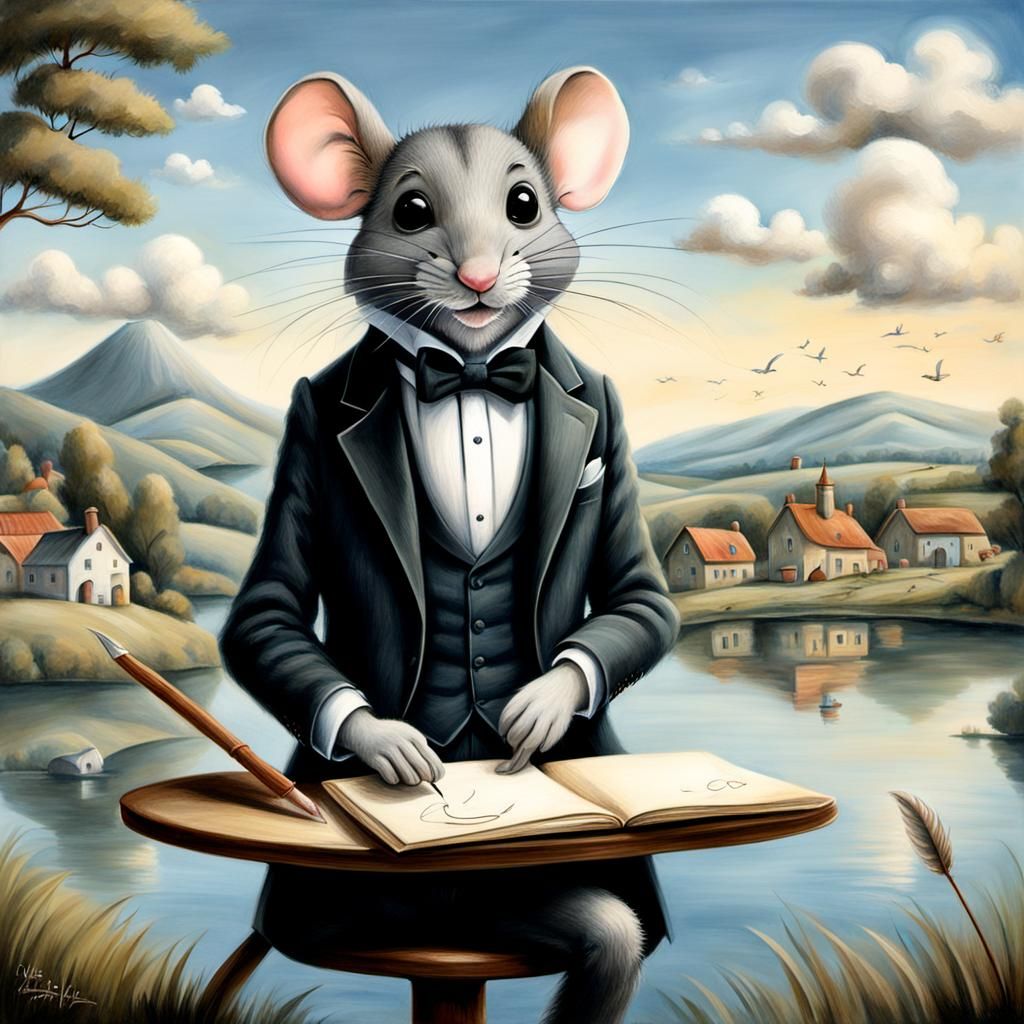 Whimsical Gentleman Mouse in Cartoonish Realism Style