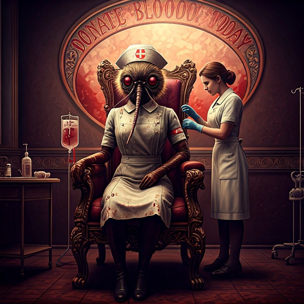 Giant Mosquito Nurse in Gothic Chair