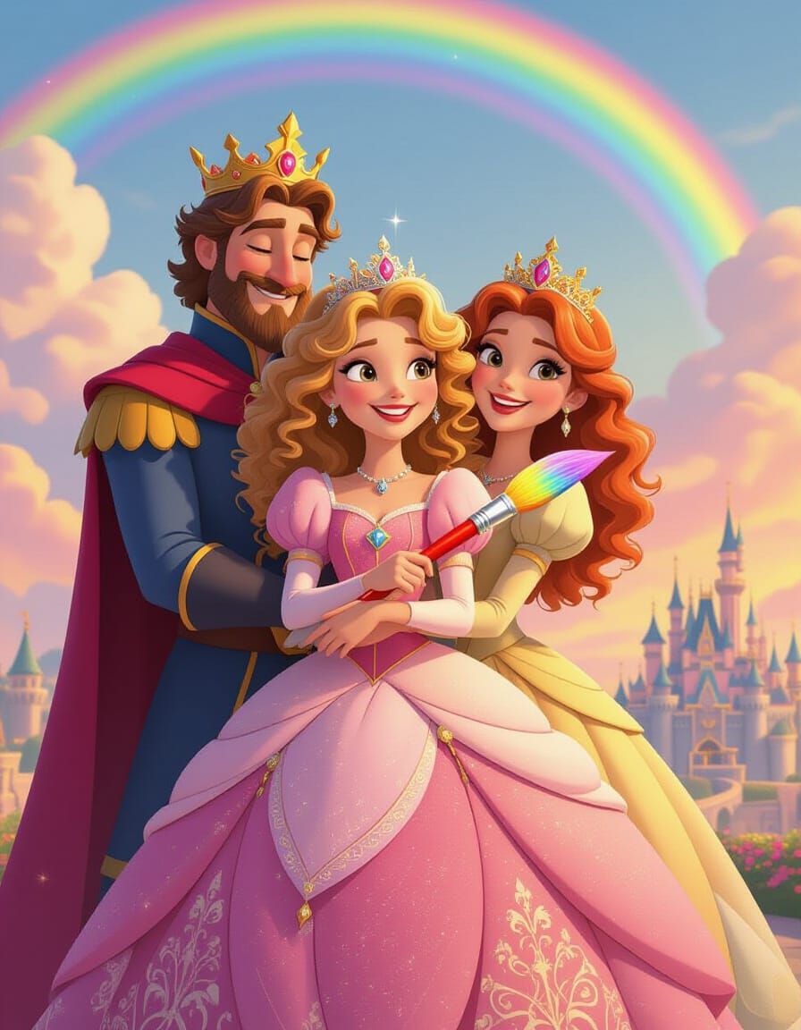 Princess Lila with Magical Brush in 3D Cartoon Style