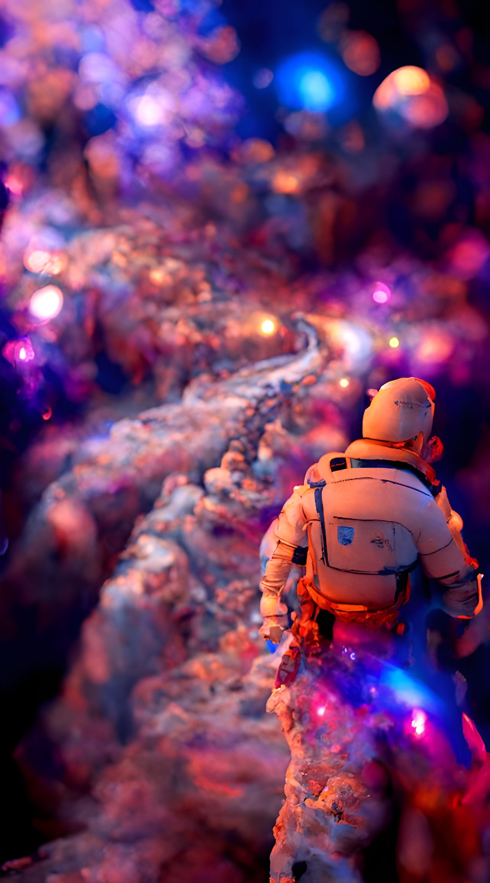 Astronaut walking through the Milky-Way galaxy