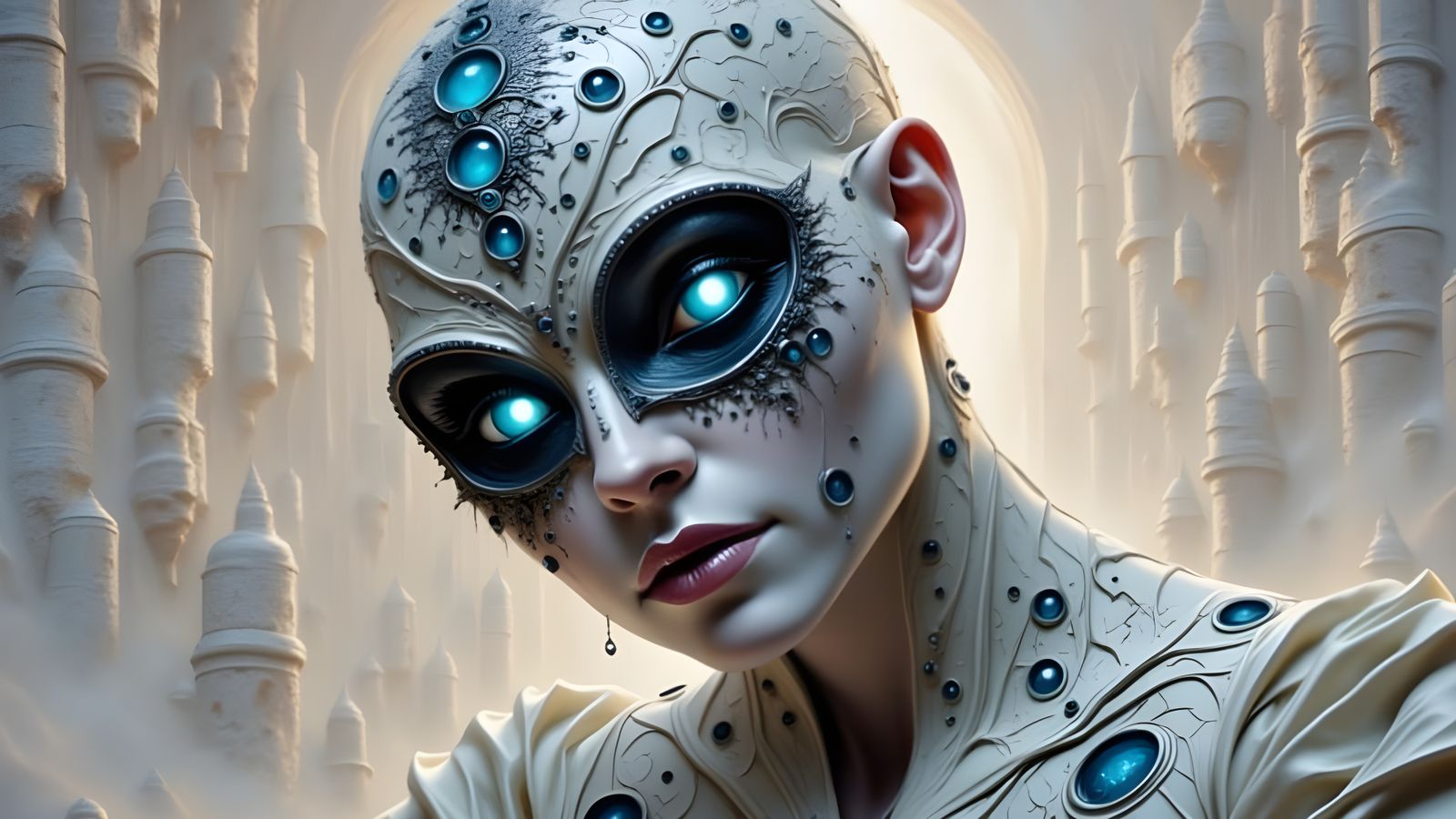 Enchantress Conjures Portal in Ancient Temple