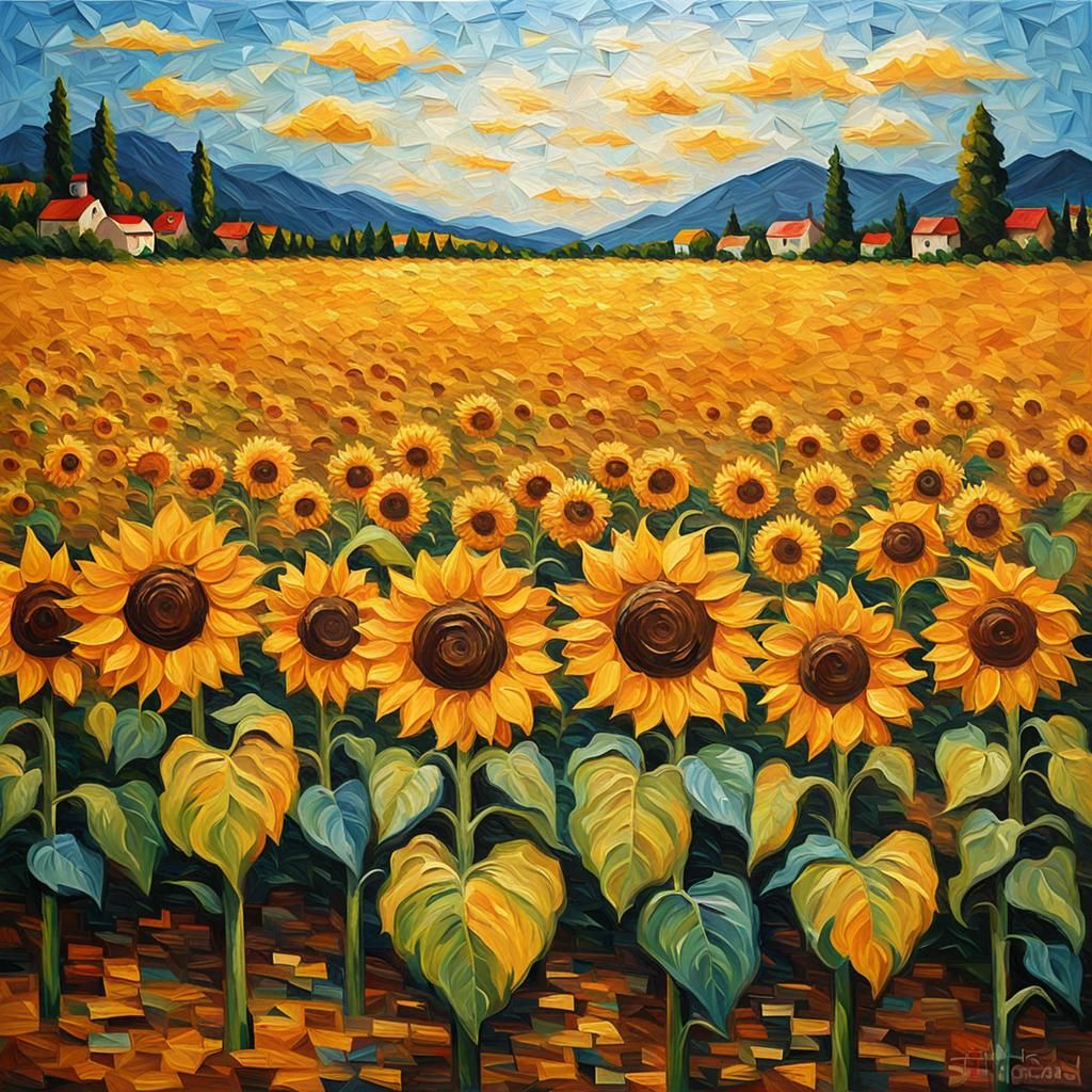 Vibrant Fields in Impasto Art