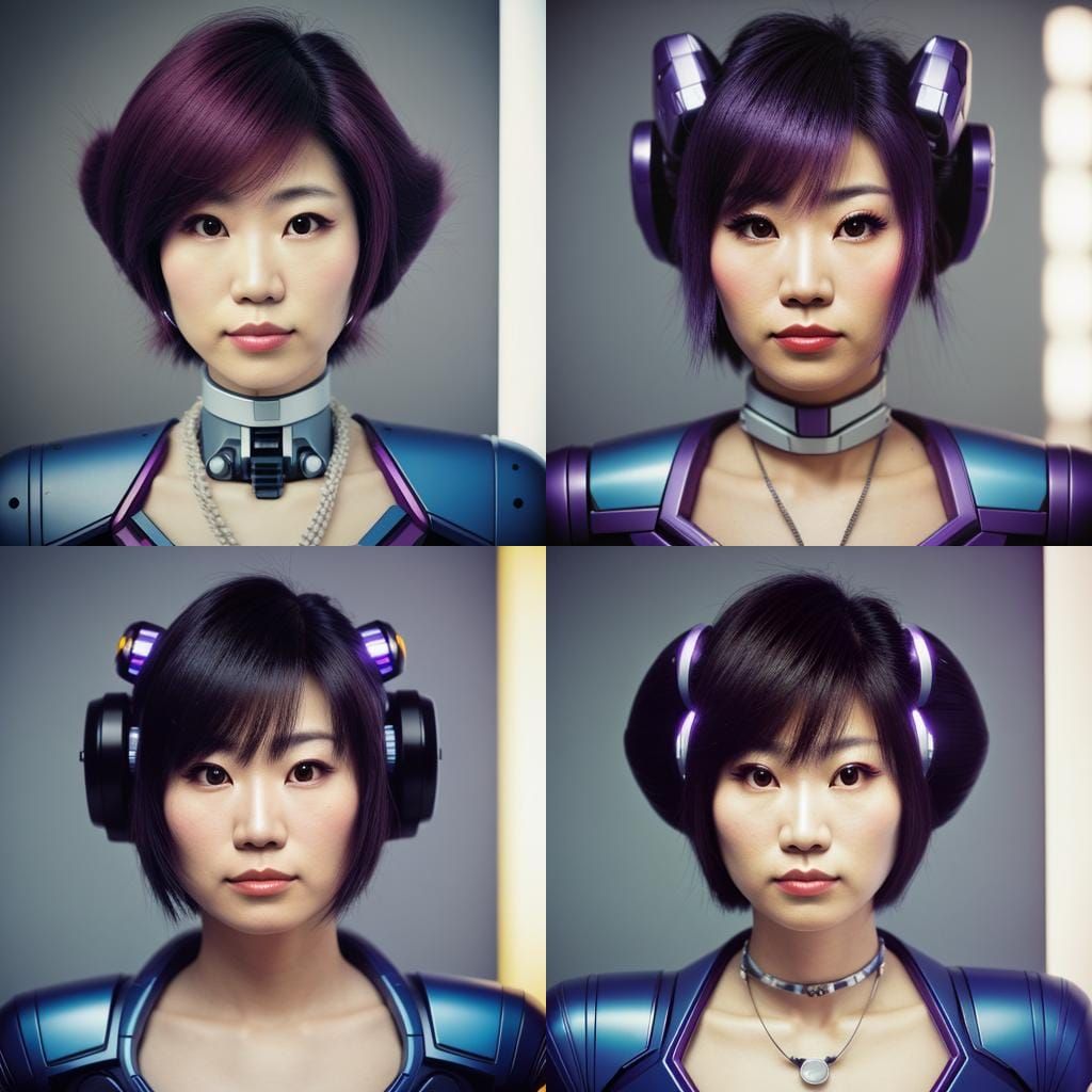 80s Fembot Portrait in Vintage Sci-Fi Style