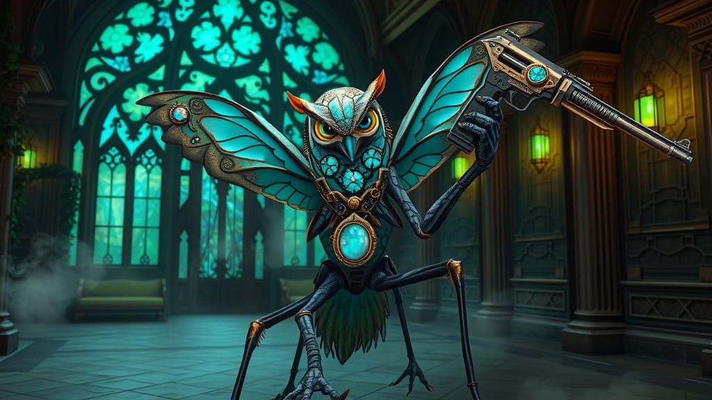 Mantis-Owl Mage in Celestial Gear Hall