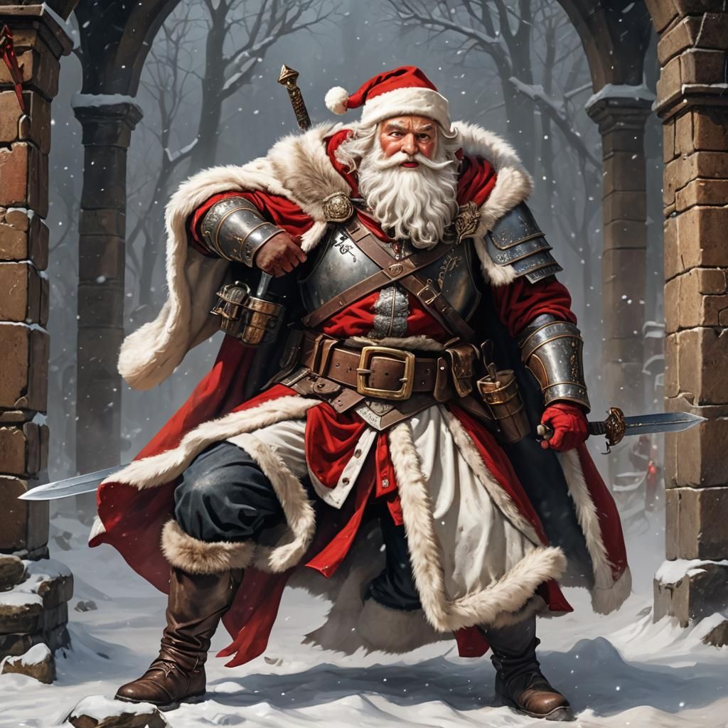 Santa Claus as a medieval warrior