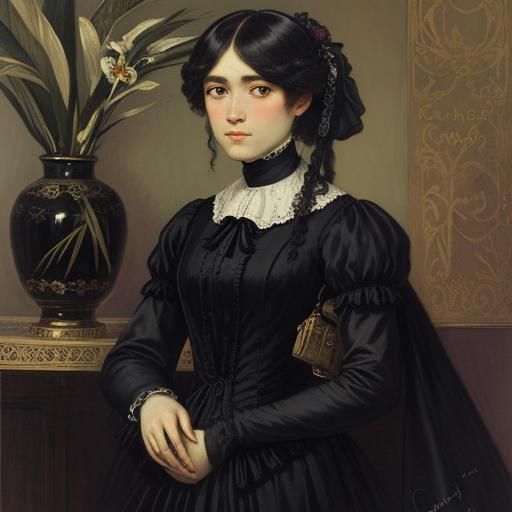 Romantic Black Orchid in Elegant Impressionist Style