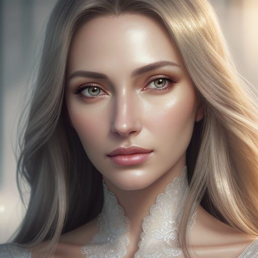 Photorealistic Portrait in Chrome Reflection