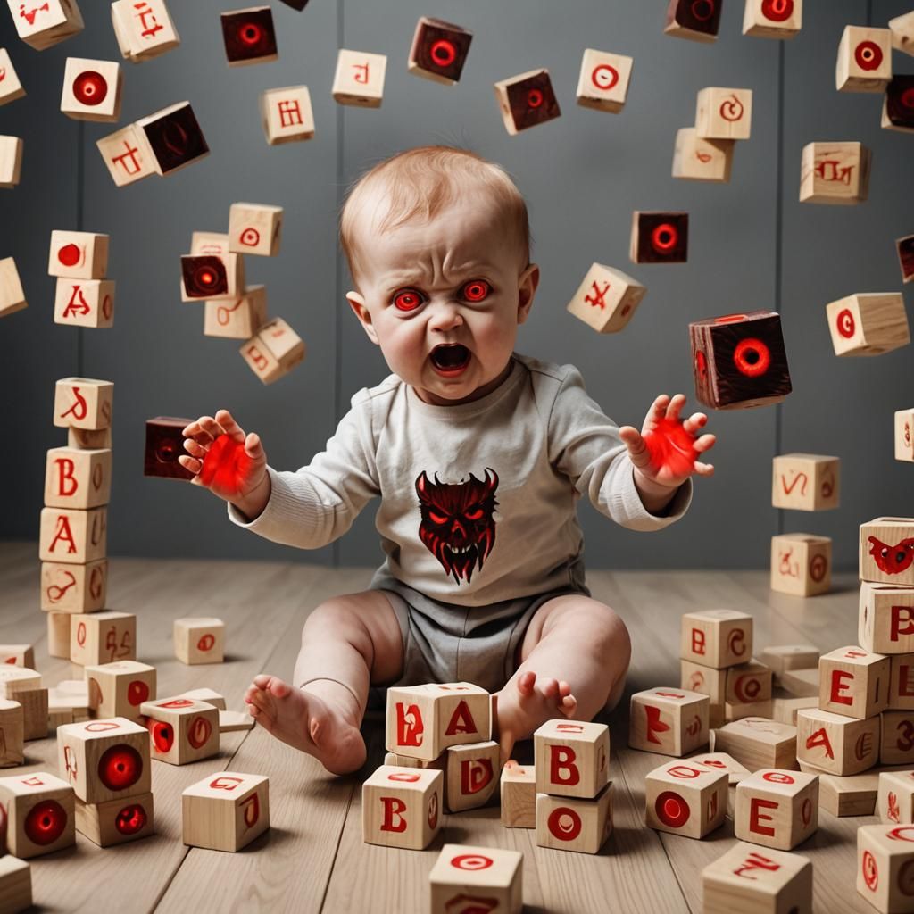 Demon Child Throws Wooden Blocks at Terrified Mother in a Da...