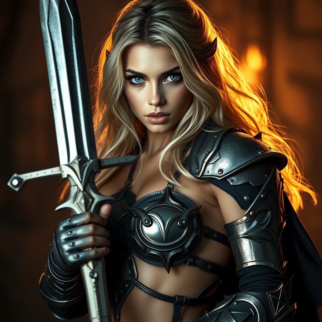 Epic Female Knight in Witchblade Armor