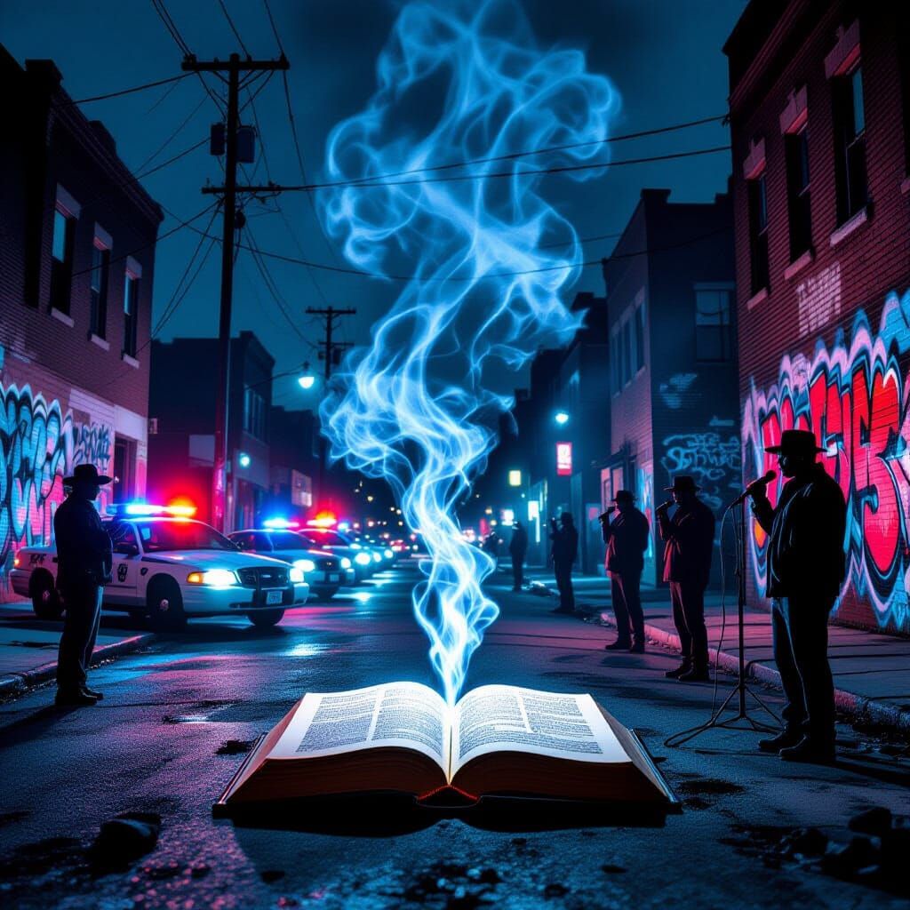 Social Neighborhood at Night: Art Versus Authority